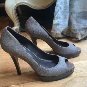 Cole haan peep toe heels horsehair Brown/grey